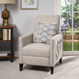Pushback Recliner Chair with side pocket, Fabric Armchair Push Back Recliner with Rivet Decoration, Mid Century Accent Chair for Living Room, Bed