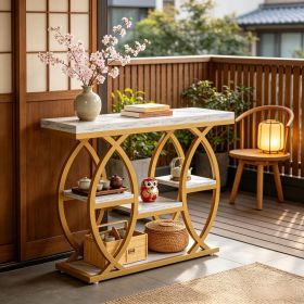 4-Tier Console Table 39 Inch Sofa Entryway Table with Storage Shelves Living Room Decor Hallway Furniture