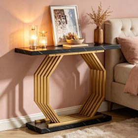 Faux Marble Console Table 40 Inch Geometric Metal Base Sofa Accent Table Home Decor Living Room Furniture