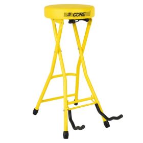 5Core Guitar Stool 3.15" Padded Chair Foldable Heavy Duty Music Seat Built In Foot Rest Guitar Stand (Option: Yellow)
