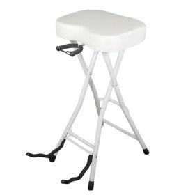 5Core Guitar Stool 3.15" Padded Chair Foldable Heavy Duty Music Seat Built In Foot Rest Guitar Stand (Option: White)