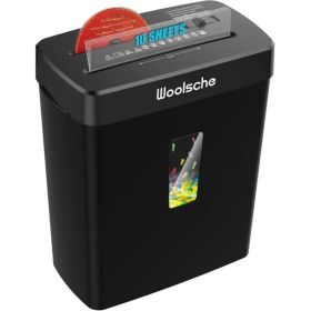 Woolsche Paper Shredder - 10-Sheet Cross Cut With 3.43-Gallon Basket - P-4 Security Level - 3-Mode Design - Shreds CD And Credit Card - Durable, (Option: Black)