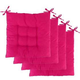 4Pcs Chair Cushion Pads Pillow Soft Tie On Square Sitting Mats For Home Office Car Sitting Travel Standard (Option: Red)