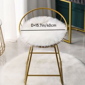 1pc Round Faux Fur Sheepskin Rugs; Fluffy Living Room Carpet; Bedroom Floor Mat; Fluffy Round Rug For Seat Cover; Photographing Background Of Jew (Color: White, size: 15.7*15.7"/40*40cm)