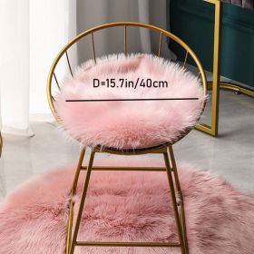 1pc Round Faux Fur Sheepskin Rugs; Fluffy Living Room Carpet; Bedroom Floor Mat; Fluffy Round Rug For Seat Cover; Photographing Background Of Jew (Color: Pink, size: 15.7*15.7"/40*40cm)