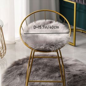 1pc Round Faux Fur Sheepskin Rugs; Fluffy Living Room Carpet; Bedroom Floor Mat; Fluffy Round Rug For Seat Cover; Photographing Background Of Jew (Color: Gray, size: 15.7*15.7"/40*40cm)