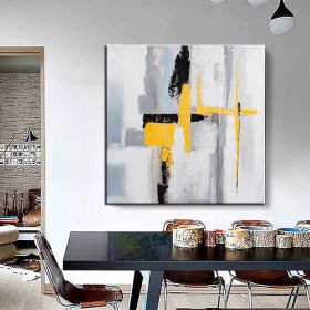 Hand Painted Oil Paintings Black and white gold Modern Abstract Oil Paintings On Canvas Wall Art Decorative Picture Living Room Hallway Bedroom L (Style: 01, size: 60x60cm)