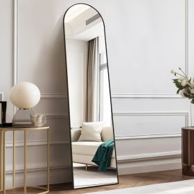 59X16" Full Length Mirror with Stand Floor Mirror with Aluminum Alloy Frame Body Wall-Mounted Mirrors For Bedroom Bathroom (Color: Black-arched-59IN)