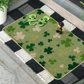 Mode Green Cute Shamrock St. Patrick's Day Doormat, Home Decor Low-Profile Switch Rug Door Mat Floor Mat for Indoor Outdoor 17x29 Inch (size: 17" x 29"Light Green)