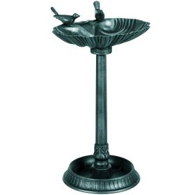 Outsunny 32" Antique Bird Bath with Pedestal Flower Planter Base, Vintage Style Decorative Birdbath, Bird Feeder Bowl & Planter Decoration Yard S (Color: as Pic)