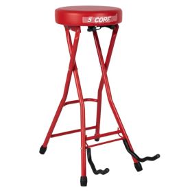 5Core Guitar Stool 3.15" Padded Chair Foldable Heavy Duty Music Seat Built In Foot Rest Guitar Stand (Option: Red)