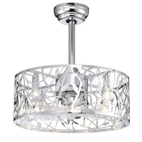 18'' Decor Forward Reverse 5 Blades Ceiling Fan Lamps,Cage Closed Industrial Style Vintage Fan Ceiling Fan With 3 Speeds Adjustable For Living Ro (Option: Chrome)
